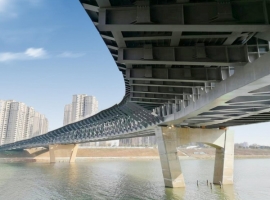 长沙国际会展中心跨浏阳河南北廊桥 冷涂锌+封闭剂+氟碳面漆